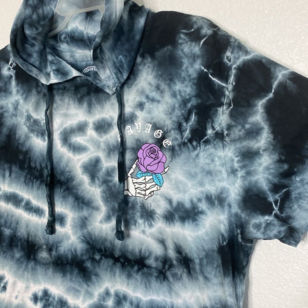 DIKOTOMY Tie Dye Short Sleeves Pullover Savage Hoodie Size M - Picture 2 of 4
